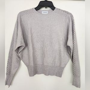 NWT - CARMEN Carmen Marc Valvo Gray Studded Sweater - Size XS